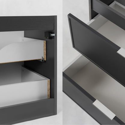 Simple Modern 4 Drawer Bathroom Cabinet Vanity Unit with Extra Storage 140cm with Worktop - Anthracite