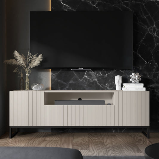 Elpis Glamour Wall-Mounted TV Cabinet with Storage 2D1K 150cm - Cashmere Matt