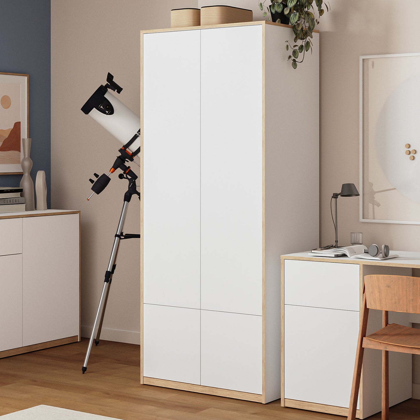 Complex 4 Door Wardrobe Modern Style - White