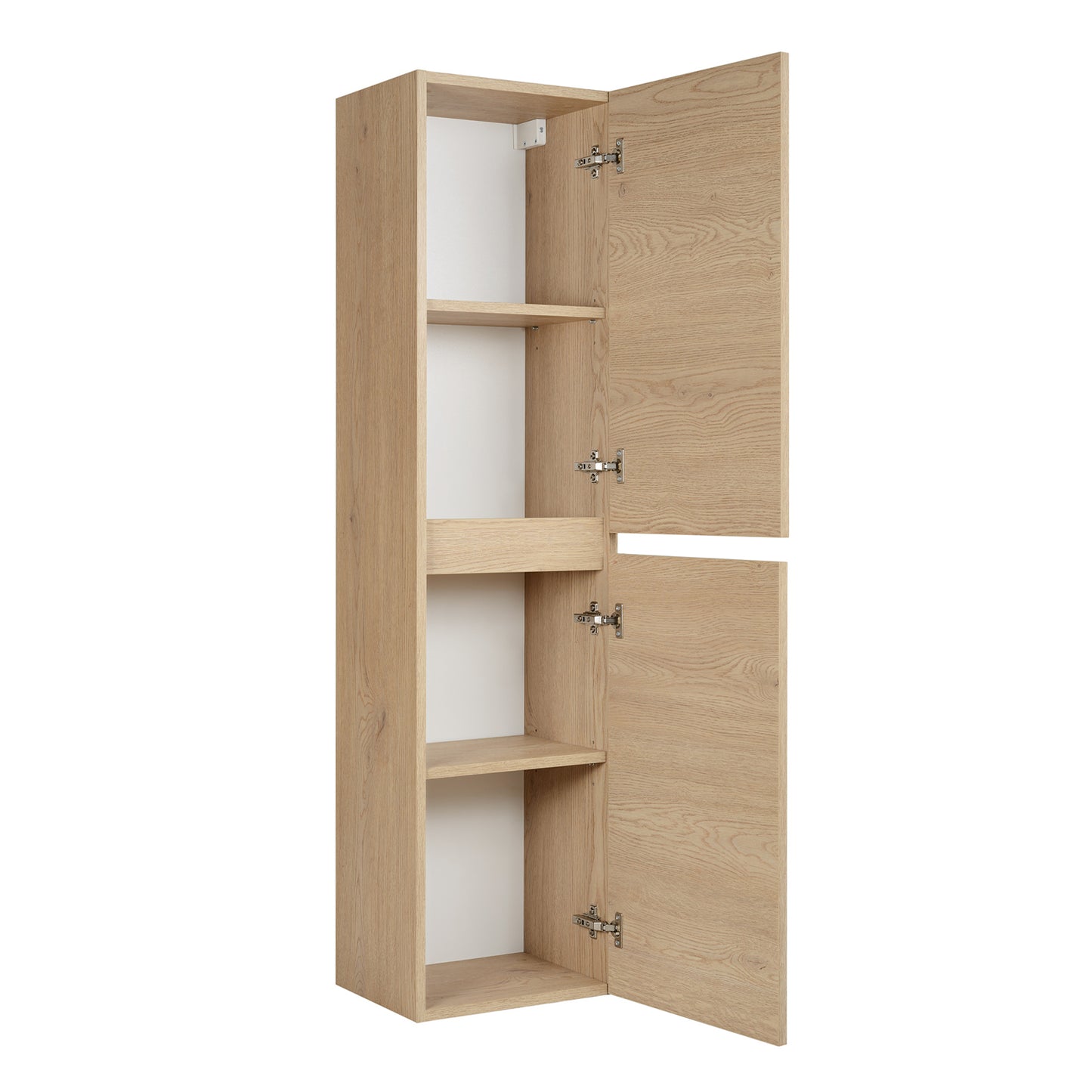 Simple Minimalist 2 Door Tall Bathroom Cabinet 136cm - Light Oak