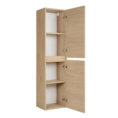 Simple Minimalist 2 Door Tall Bathroom Cabinet 136cm - Light Oak