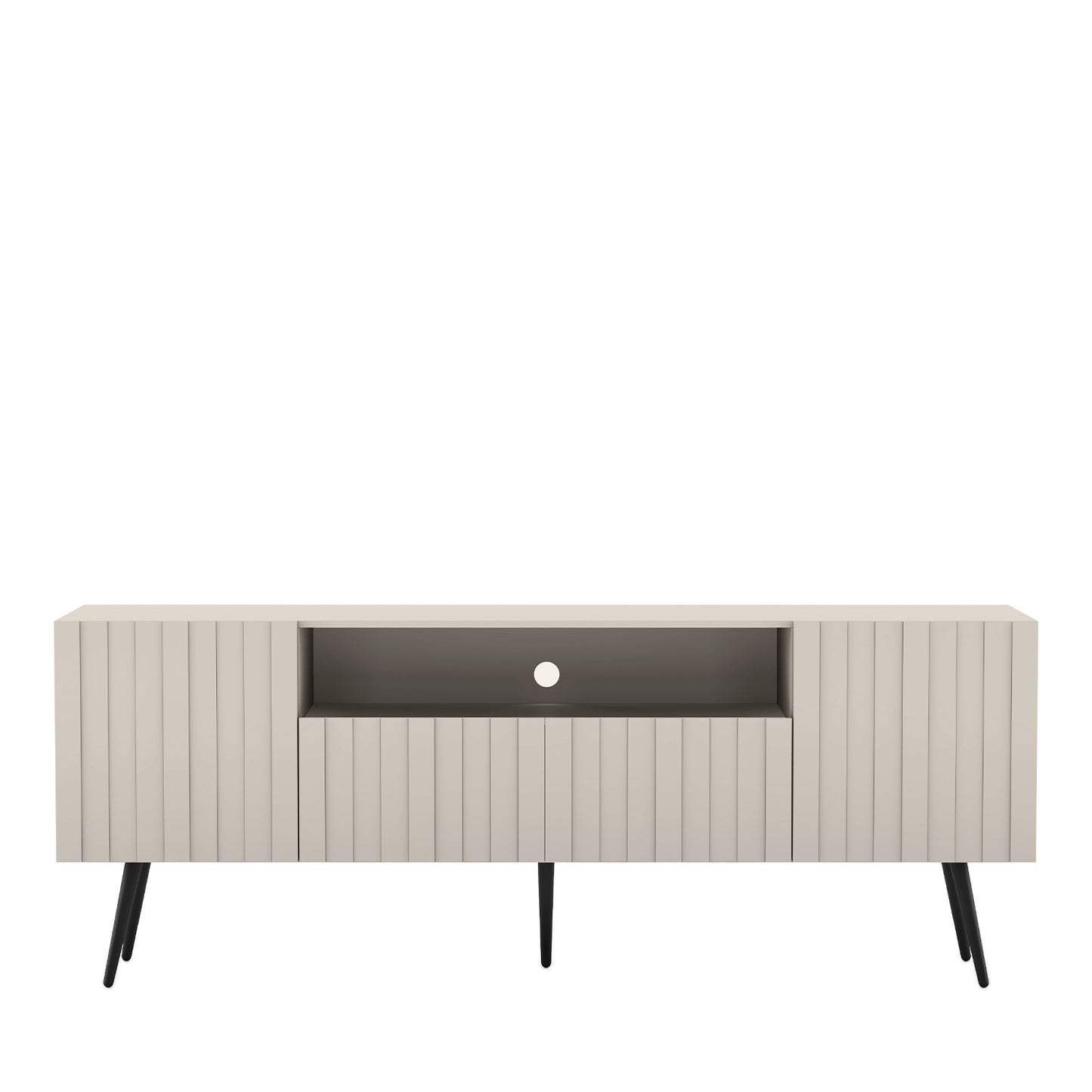 Elpis Glamour Standing TV Cabinet Media Unit with Storage 2D1K 150cm - Cashmere Matt / Black Legs