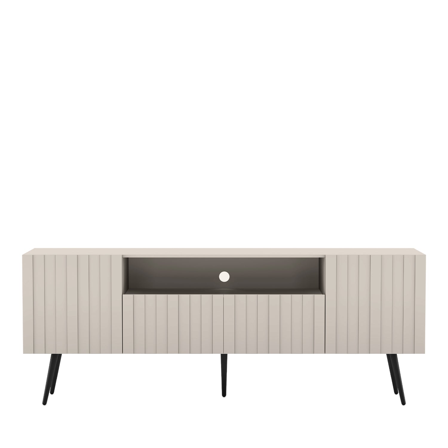 Elpis Glamour Standing TV Cabinet Media Unit with Storage 2D1K 150cm - Cashmere Matt / Black Legs