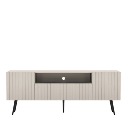 Elpis Glamour Standing TV Cabinet Media Unit with Storage 2D1K 150cm - Cashmere Matt / Black Legs