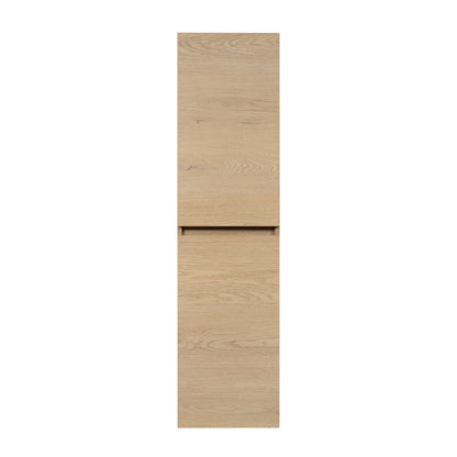 Simple Minimalist 2 Door Tall Bathroom Cabinet 136cm - Light Oak