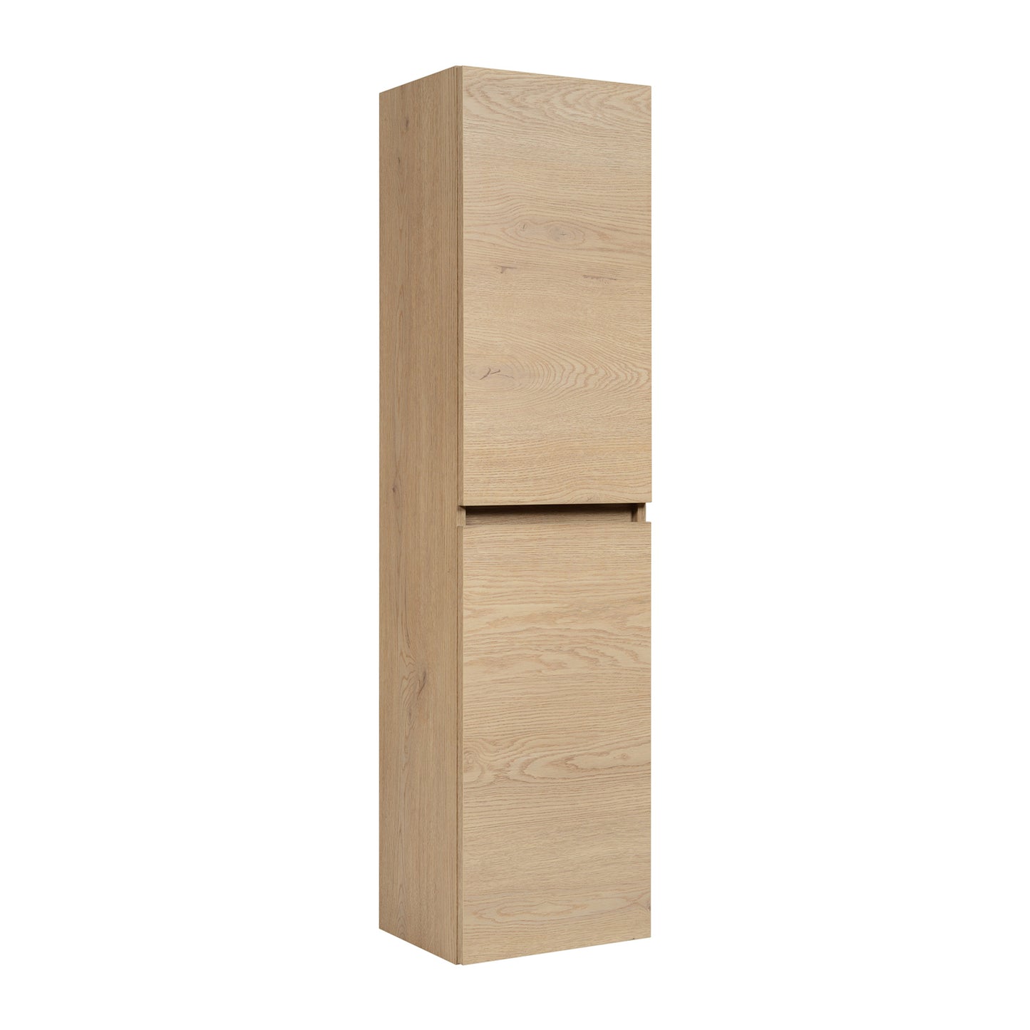 Simple Minimalist 2 Door Tall Bathroom Cabinet 136cm - Light Oak