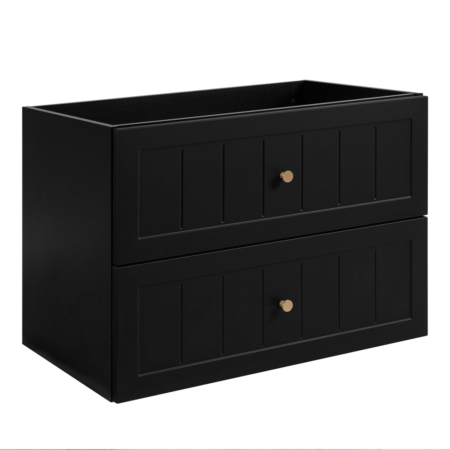 Gusto Scandi Style Bathroom Wall Cabinets Vanity Unit with Worktop Set 35cm & 80cm - Black