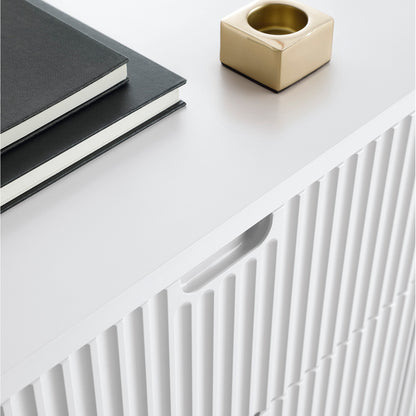 Signe Ribbed Elegant TV Unit - White / Gold Legs