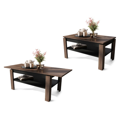 Asti-R Extending Coffee Table Contemporary Style - Brown Oak / Black Matt