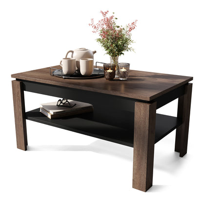 Asti-R Extending Coffee Table Contemporary Style - Brown Oak / Black Matt