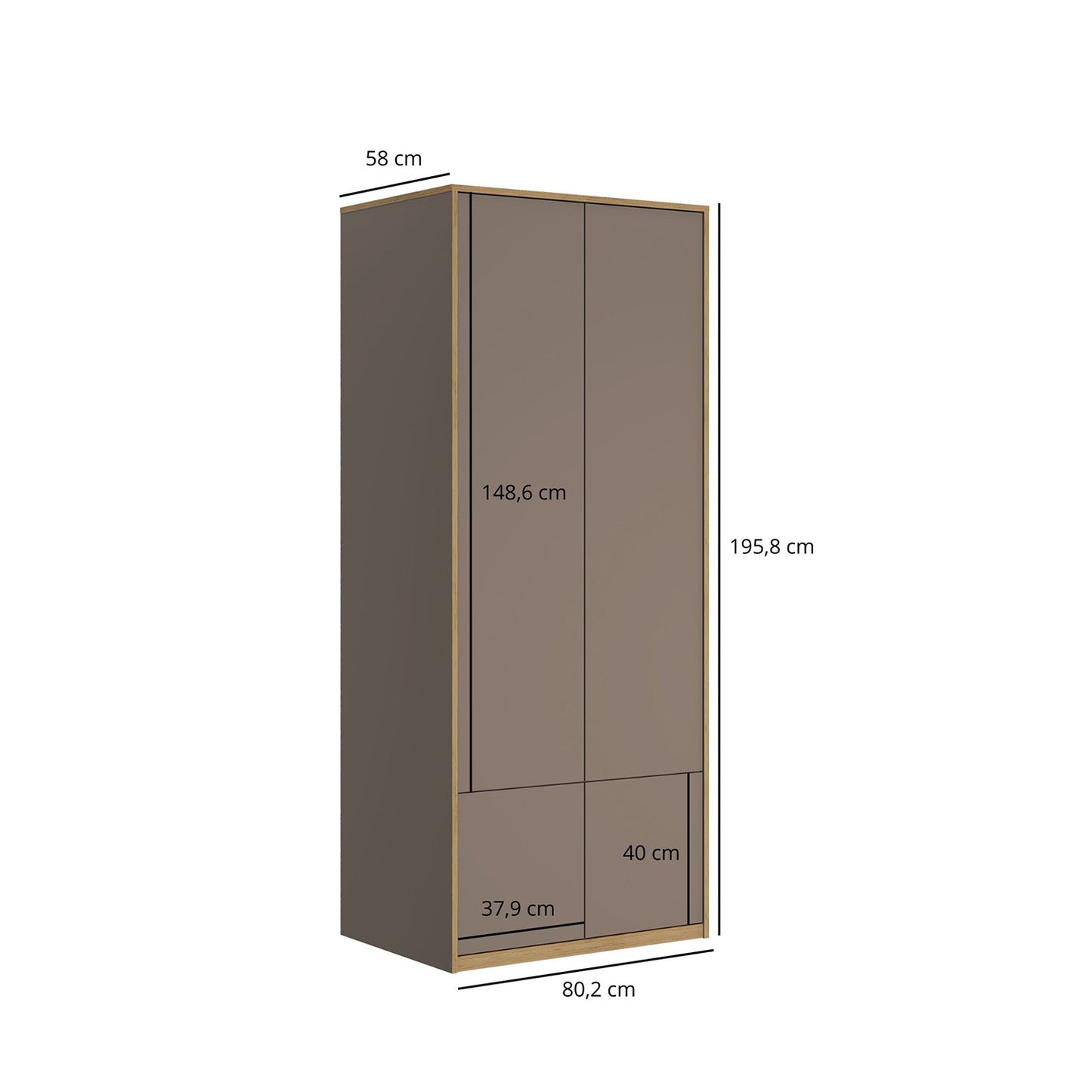 Complex 4 Door Wardrobe Modern Style - Grey