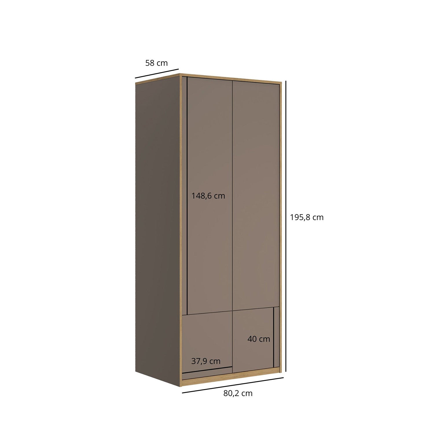 Complex 4 Door Wardrobe Modern Style - Grey