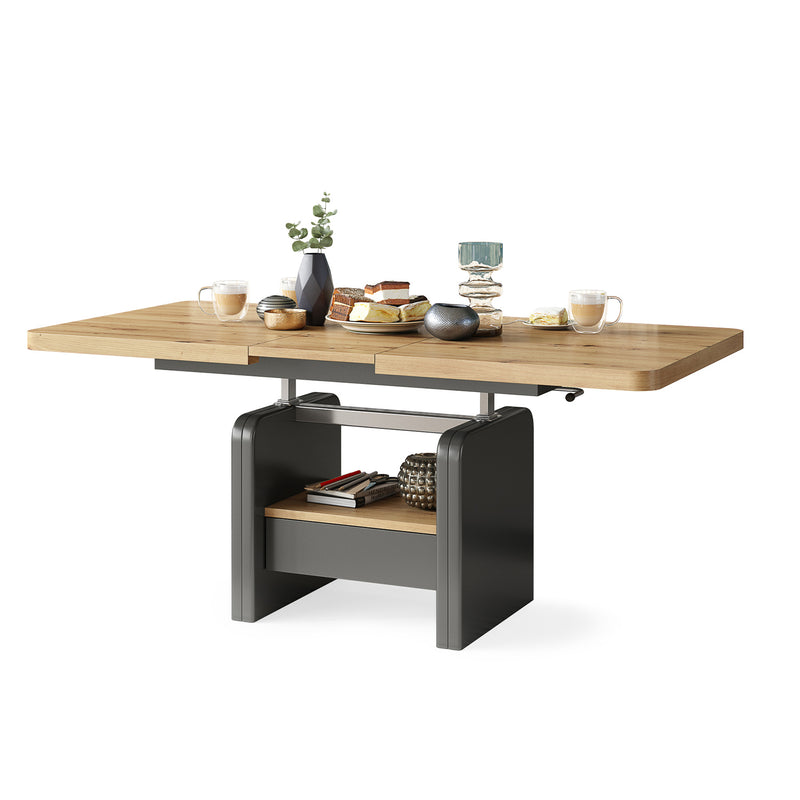 Lotta 2 in 1 Extending Coffee / Dining Table 120-180cm - Artisan Oak / Anthracite