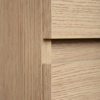 Simple Minimalist 2 Door Tall Bathroom Cabinet 136cm - Light Oak