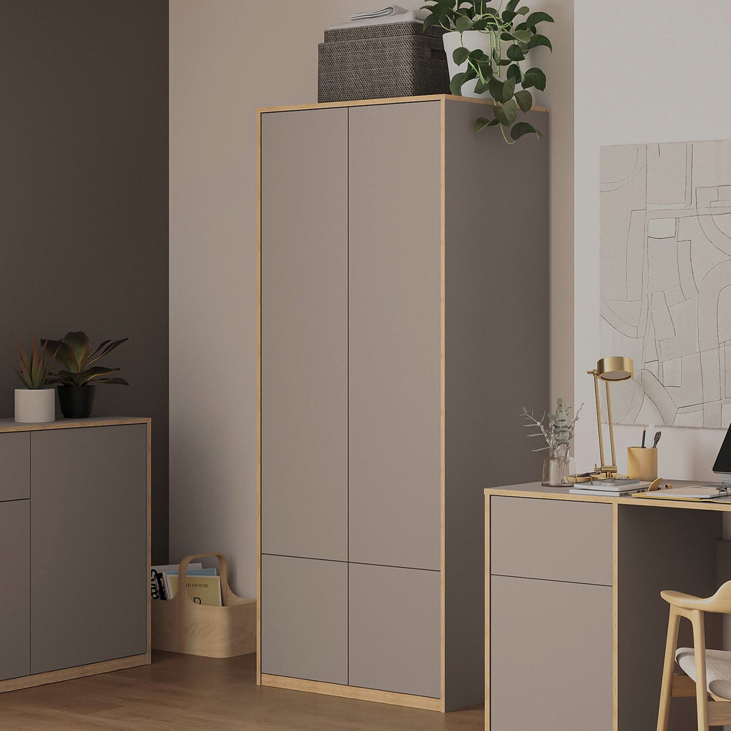 Complex 4 Door Wardrobe Modern Style - Grey