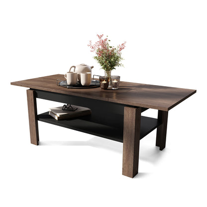 Asti-R Extending Coffee Table Contemporary Style - Brown Oak / Black Matt