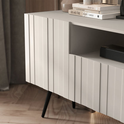 Elpis Glamour Standing TV Cabinet Media Unit with Storage 2D1K 150cm - Cashmere Matt / Black Legs