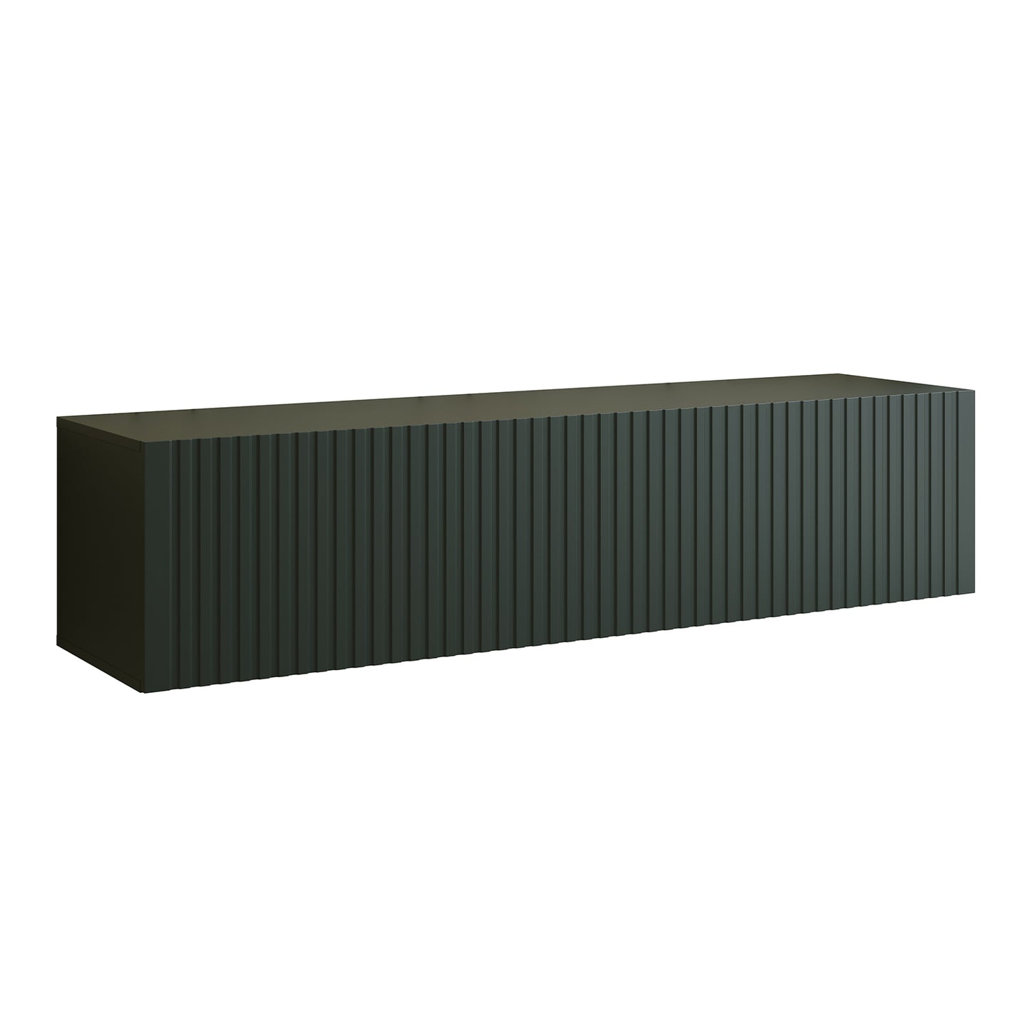 Joyce Wall Mounted TV Unit Modern Fluted Matt Finish 150cm - Black Matt