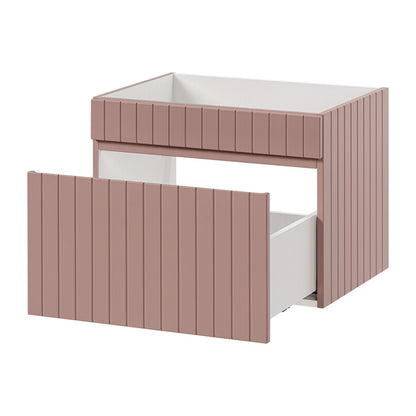 Iconic 60cm 1 Drawer Wall Mounted Bathroom Cabinet Vanity Unit with Worktop Basin - Rose