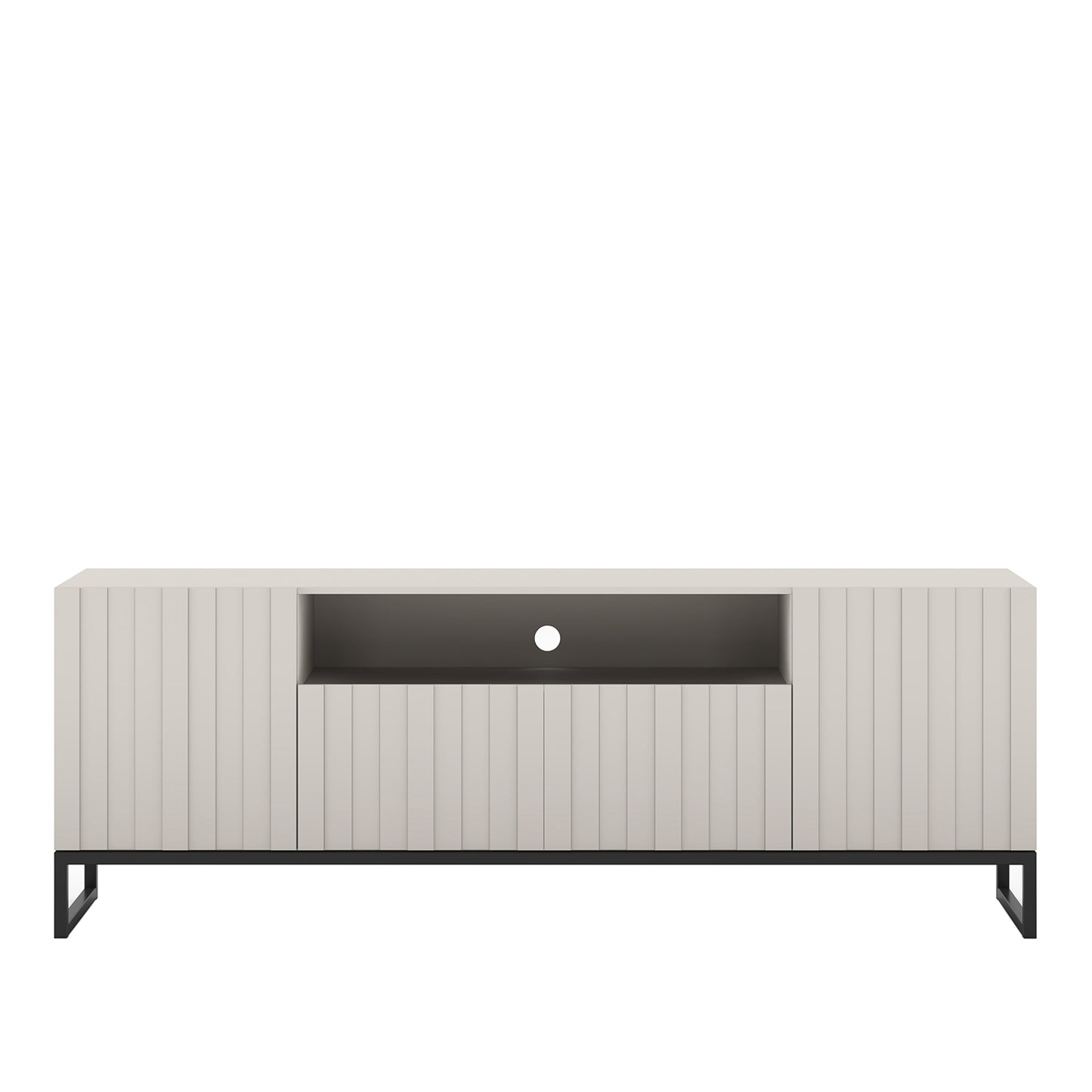 Elpis Glamour Standing TV Cabinet Media Unit with Storage 2D1K 150cm - Cashmere Matt / Black Frame