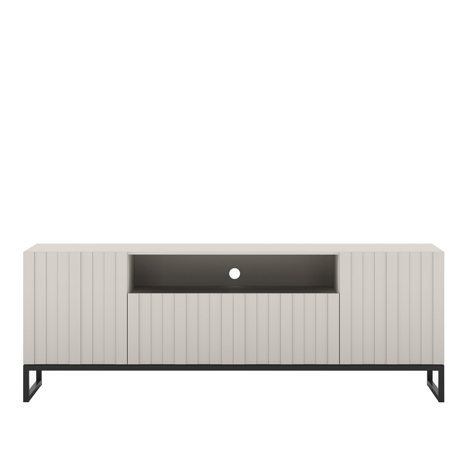 Elpis Glamour Standing TV Cabinet Media Unit with Storage 2D1K 150cm - Cashmere Matt / Black Frame