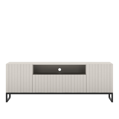 Elpis Glamour Standing TV Cabinet Media Unit with Storage 2D1K 150cm - Cashmere Matt / Black Frame