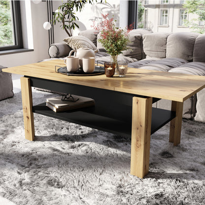 Asti-R Extending Coffee Table Contemporary Style - Artisan Oak / Black Matt
