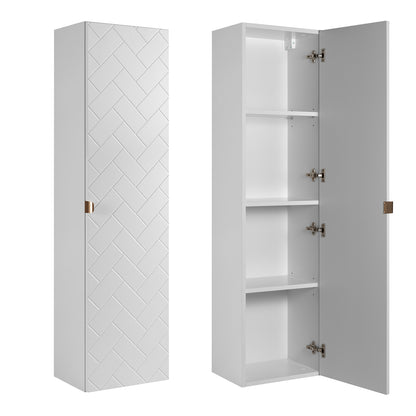 Trend Herringbone Pattern Door Bathroom Cabines Vanity Units Set with Worktop 80cm & 35cm - White