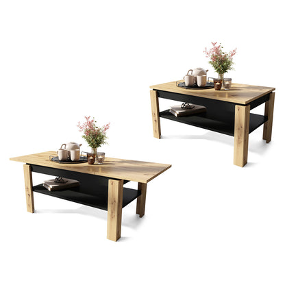 Asti-R Extending Coffee Table Contemporary Style - Artisan Oak / Black Matt