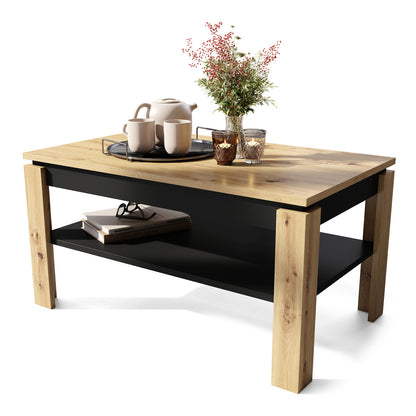 Asti-R Extending Coffee Table Contemporary Style - Artisan Oak / Black Matt