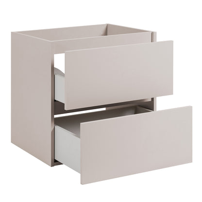 Simple Minimalist Bathroom Vanity Cabinets Set 60cm with Tall Unit & Worktop Basin - Cashmere