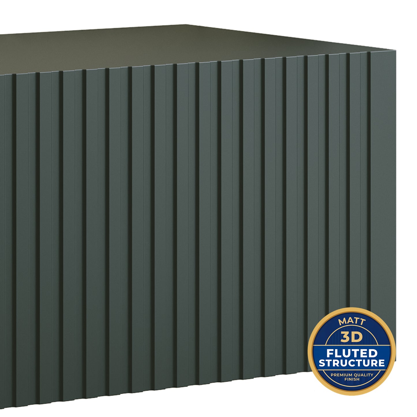 Joyce Wall Mounted TV Unit Modern Fluted Matt Finish 150cm - Black Matt