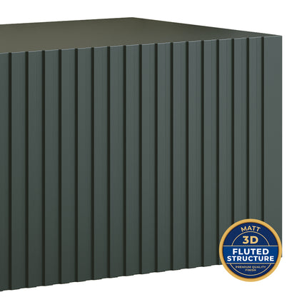 Joyce Wall Mounted TV Unit Modern Fluted Matt Finish 150cm - Black Matt
