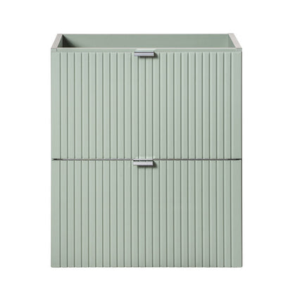 Line Reed 2 Drawer Bathroom Cabinet Vanity Unit 50cm with Built In Basin - Sage