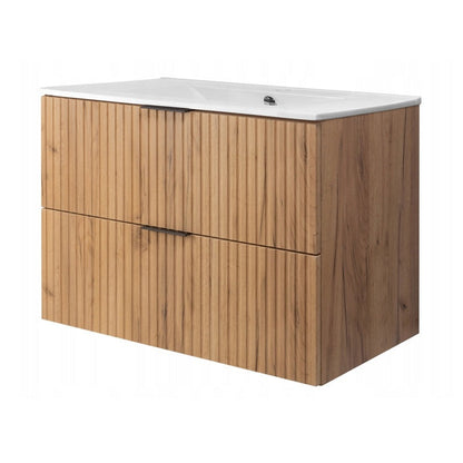 Flow Bathroom Vanity Cabinet with a Basin 80cm - Gold Craft Oak