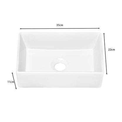 Dove 2 Drawer Bathroom Cabinet Vanity Unit with Rectangular Worktop Basin 50cm - Evoke Oak