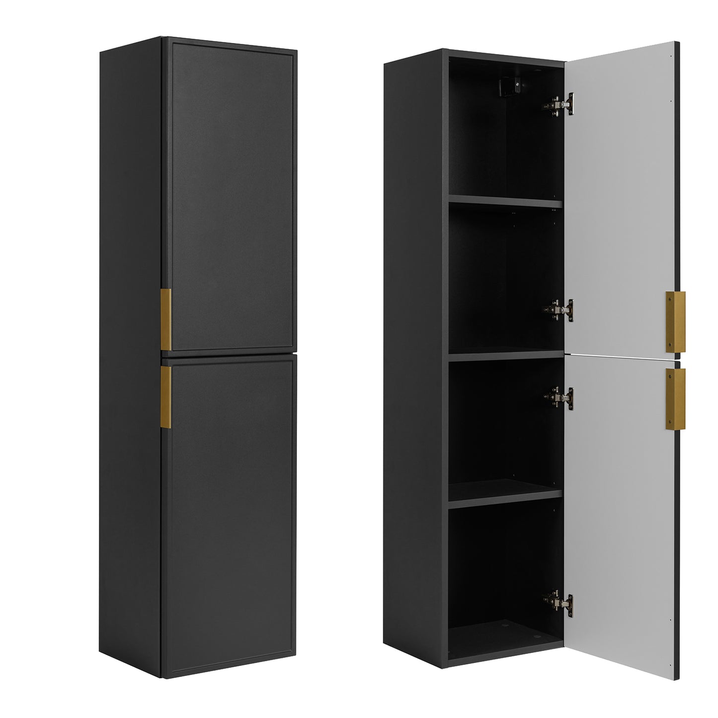 Simple Modern 2 Cabinets Set Vanity Unit 60cm with Worktop & Tall Cabinet 136cm - Anthracite