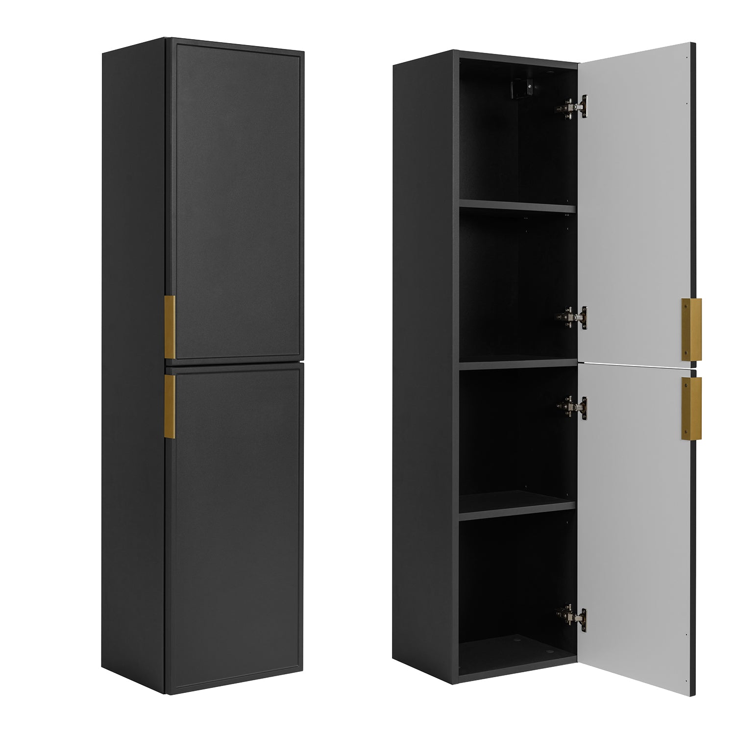 Simple Modern 2 Cabinets Set Vanity Unit 60cm with Worktop & Tall Cabinet 136cm - Anthracite