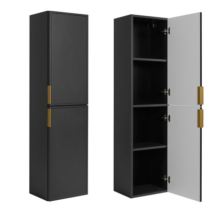 Simple Modern 2 Cabinets Set Vanity Unit 60cm with Worktop & Tall Cabinet 136cm - Anthracite