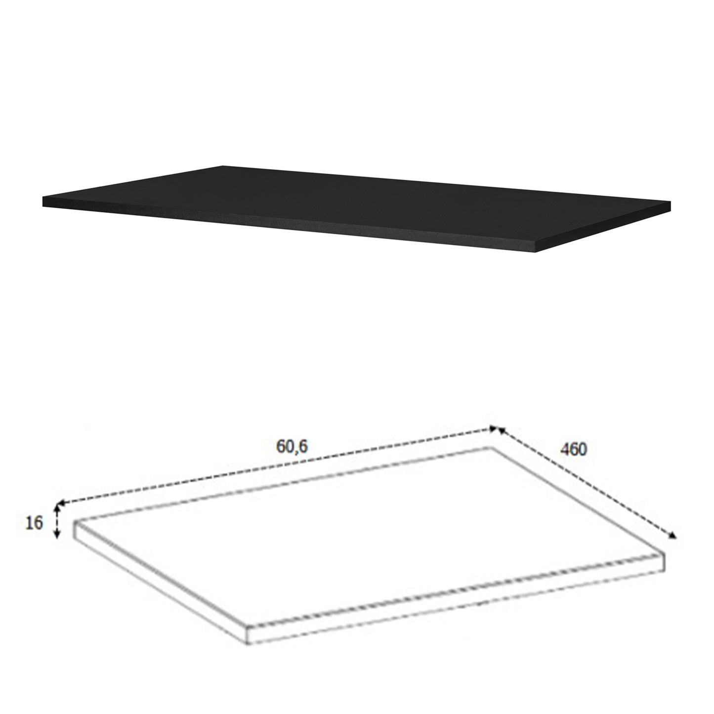 Trend Herringbone Pattern Door Bathroom Cabines Vanity Units Set with Worktop 60cm & 35cm - Black