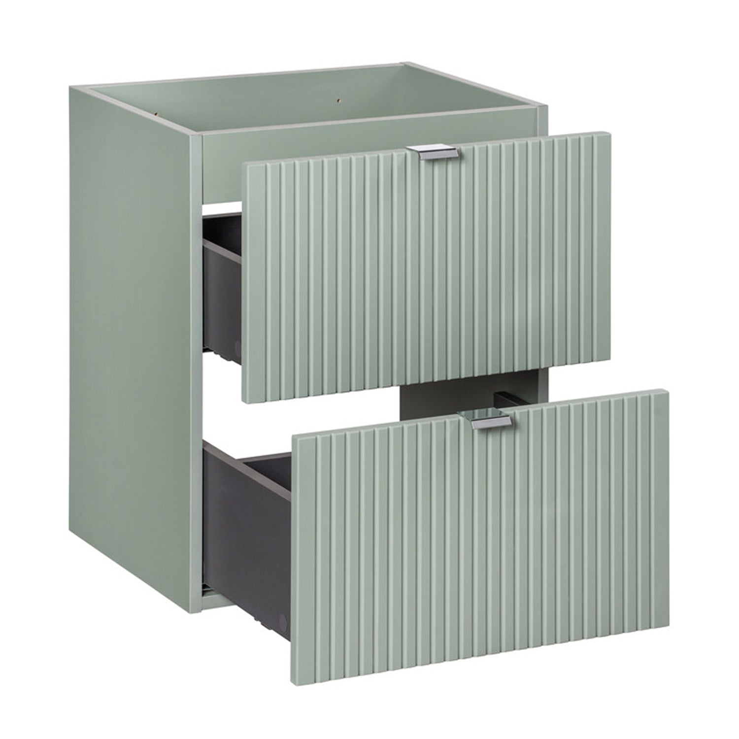 Line Reed 2 Drawer Bathroom Cabinet Vanity Unit 50cm with Built In Basin - Sage