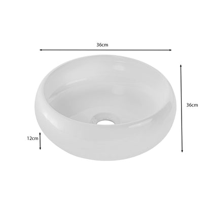 Dove Bathroom Vanity Cabinets Set with Round Worktop Basin 60cm and Tall Cabinet - Evoke Oak