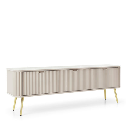 Signe Ribbed Elegant TV Unit - Cashmere / Gold Legs