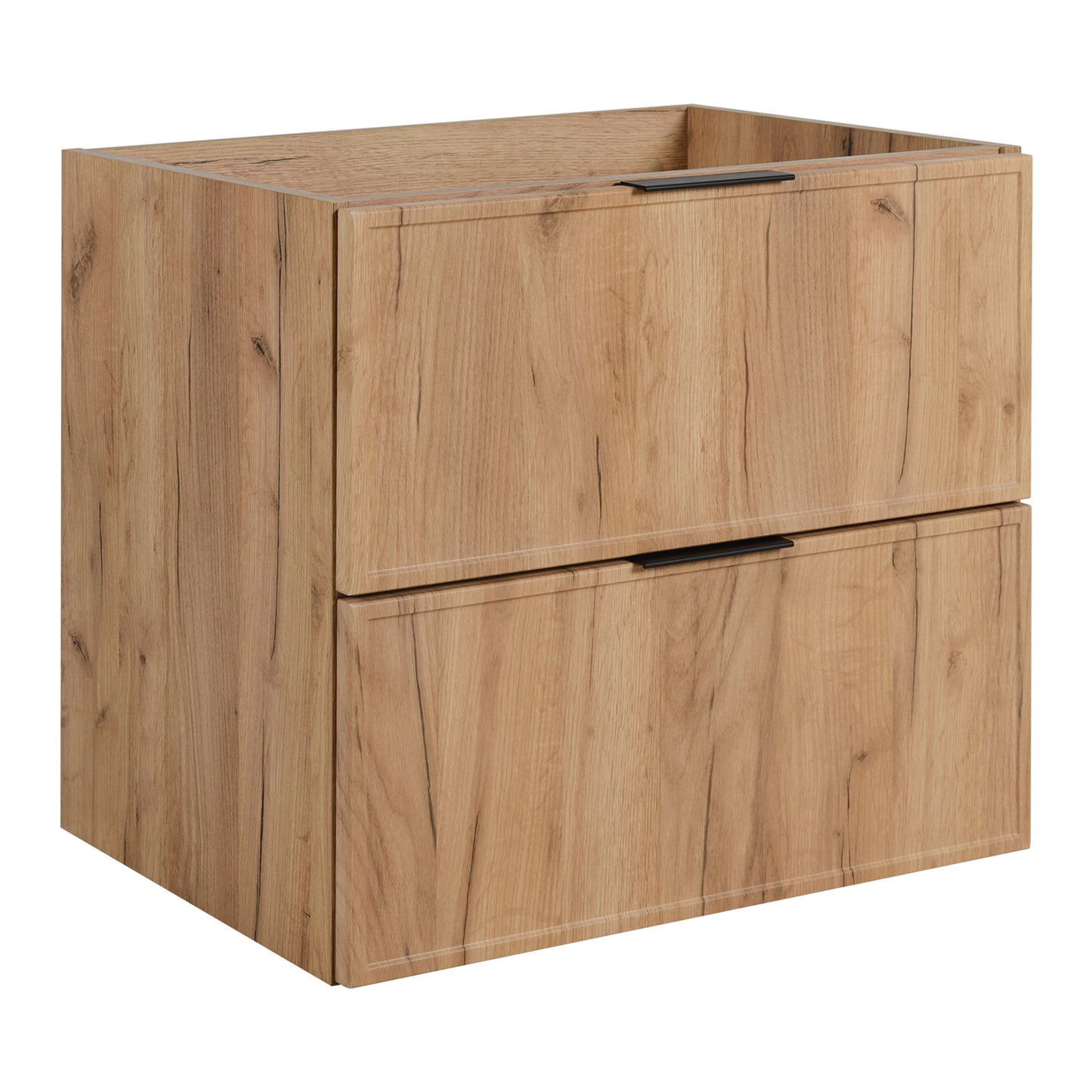 Simple Modern 2 Cabinets Set Vanity Unit 60cm with Worktop & Tall Cabinet 136cm - Gold Craft Oak