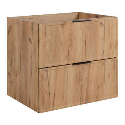 Simple Modern 2 Cabinets Set Vanity Unit 60cm with Worktop & Tall Cabinet 136cm - Gold Craft Oak