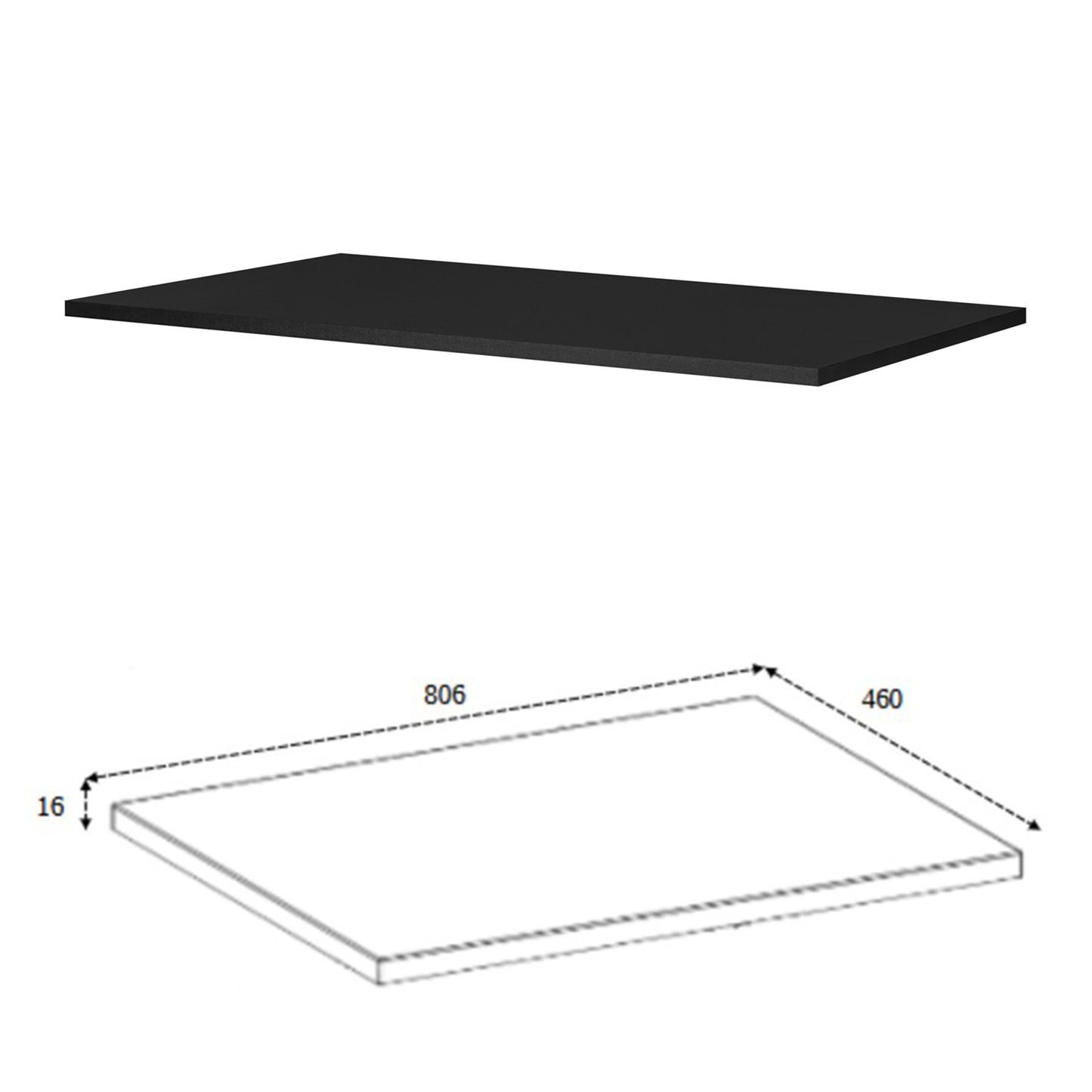 Trend Herringbone Pattern Door Bathroom Cabines Vanity Units Set with Worktop 80cm & 35cm - Black