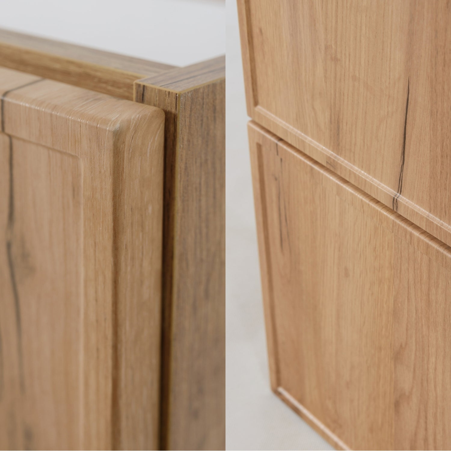 Simple Modern 2 Cabinets Set Vanity Unit 60cm with Worktop & Tall Cabinet 136cm - Gold Craft Oak