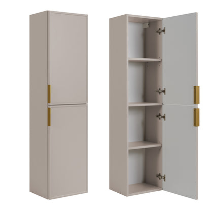 Simple Modern 2 Cabinets Set Vanity Unit 60cm with Worktop & Tall Cabinet 136cm - Cashmere