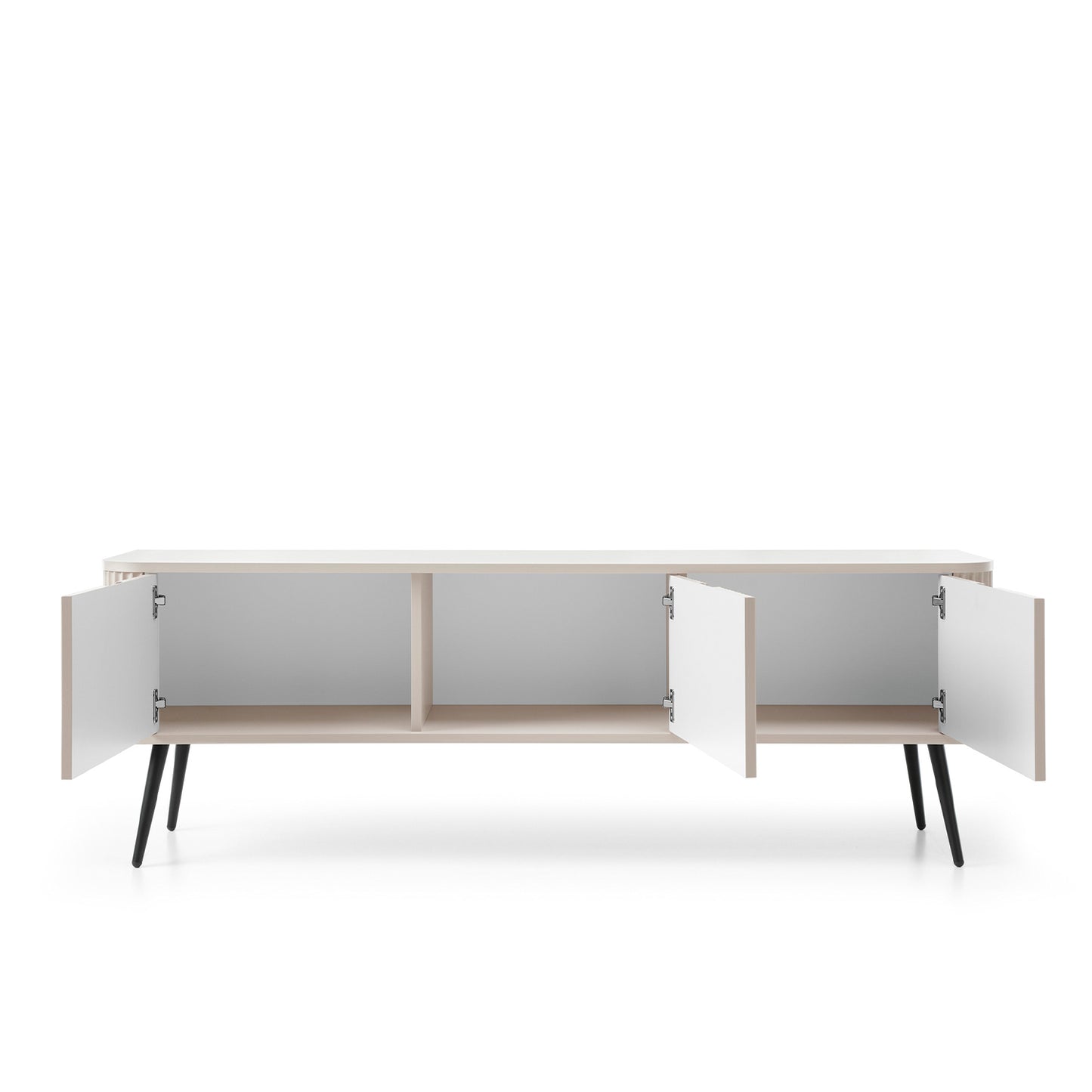 Signe Ribbed Elegant TV Unit - Cashmere / Black Legs