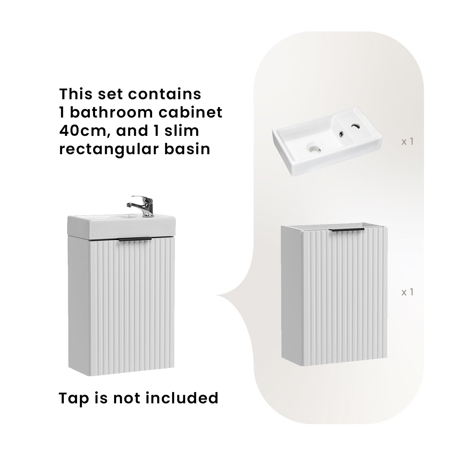 Agis Compact Bathroom Vanity 40cm Cabinet with Basin - White